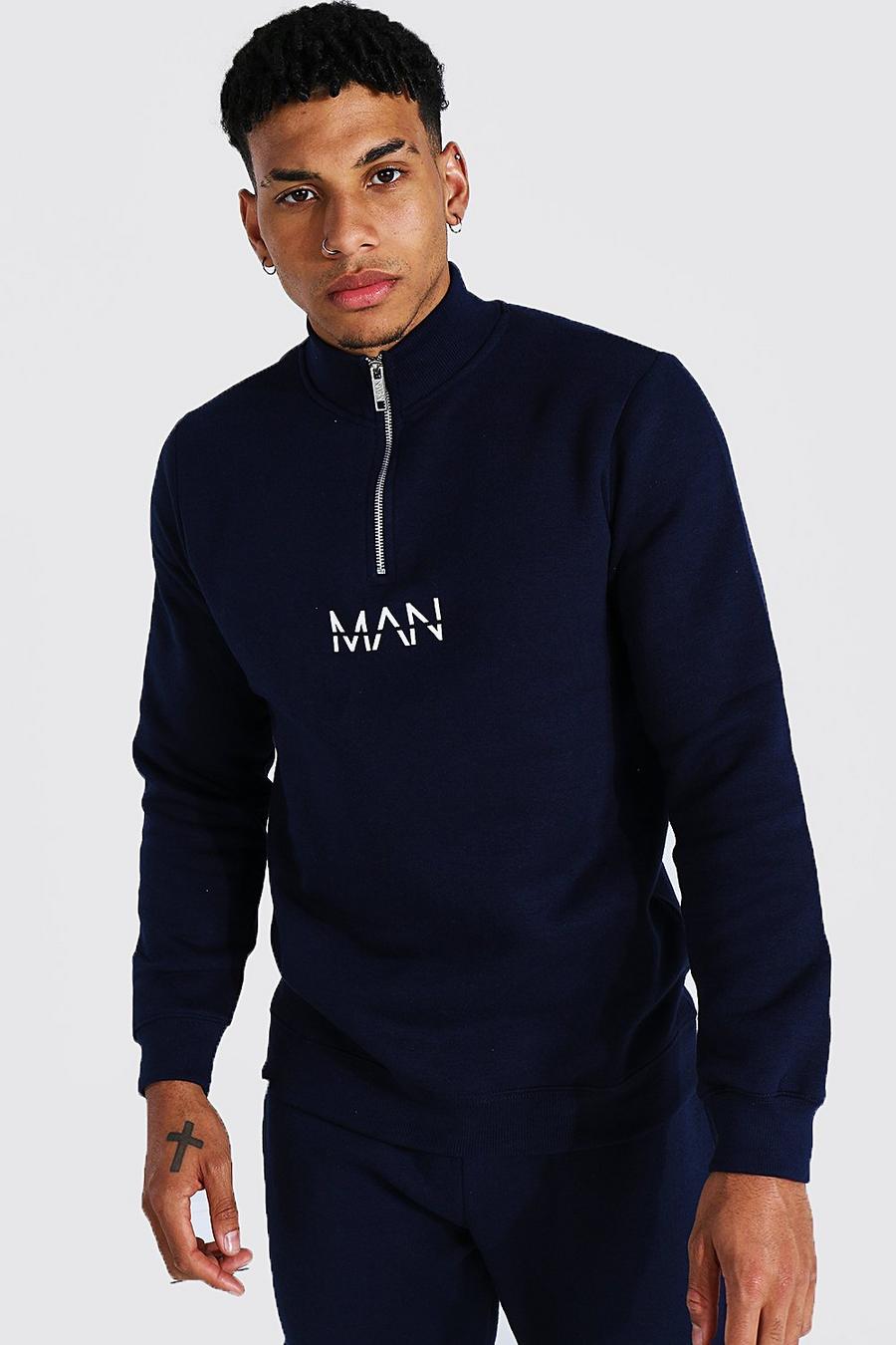 Navy Original Man Half Zip Funnel Neck Sweatshirt image number 1