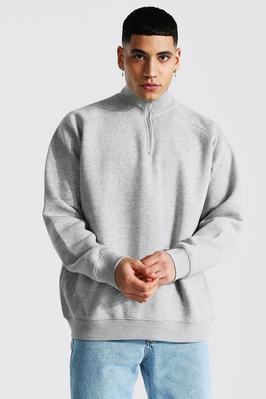 Oversize Raglan Sweatshirt mit Trichterkragen, Grey marl image number 1