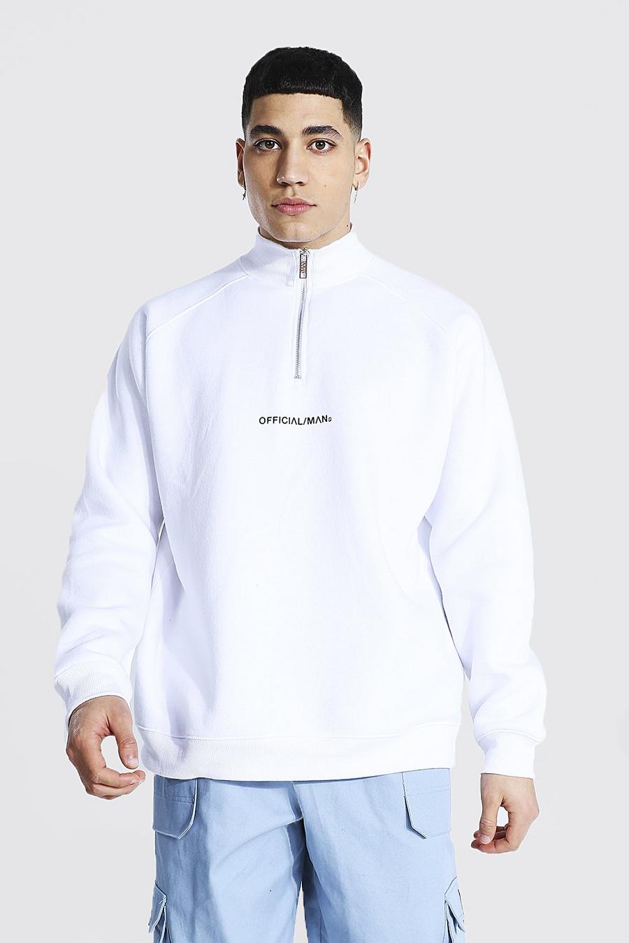 White Oversized Official MAN Raglan Track Top image number 1