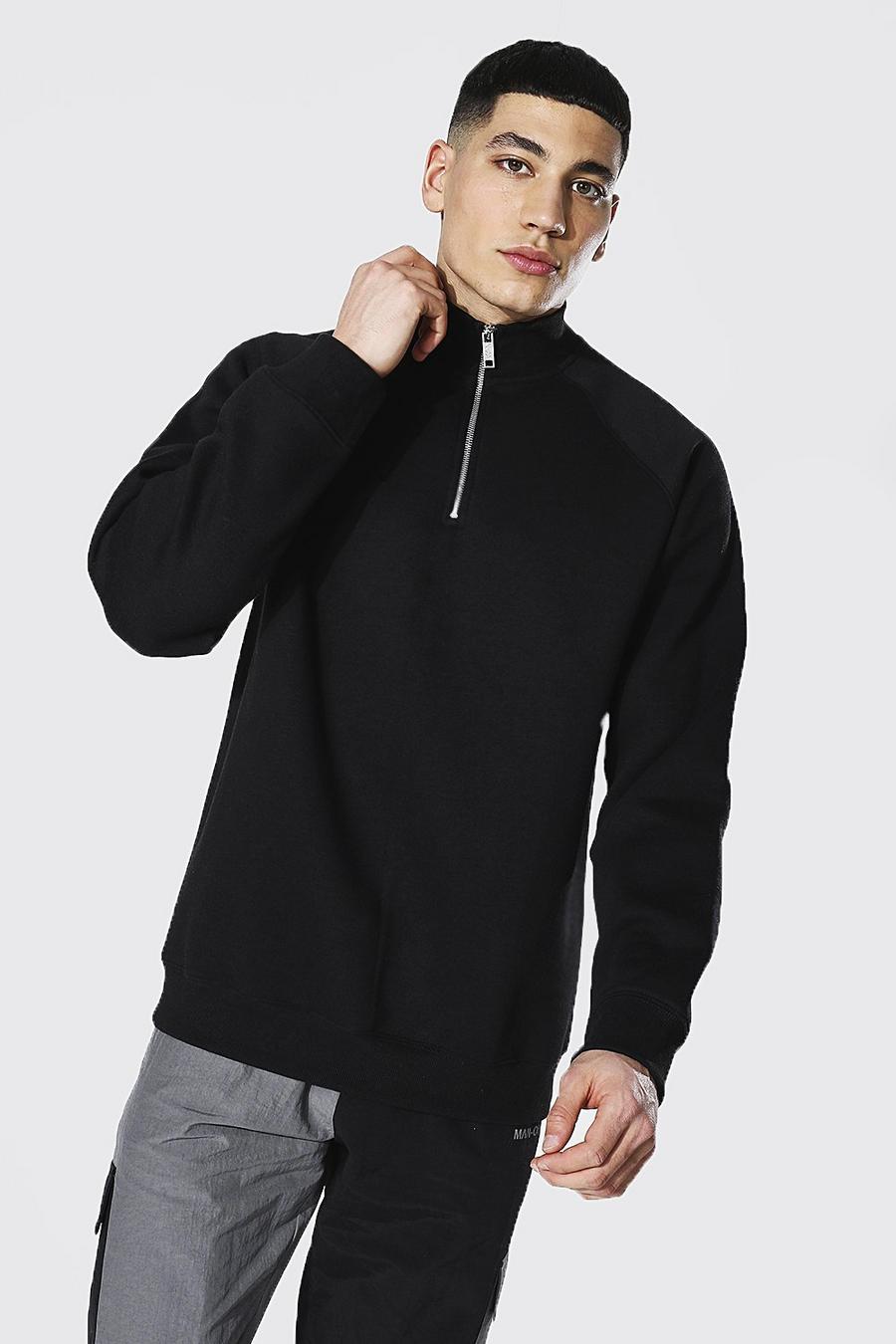 Black Sweatshirt med raglanärm och hög hals image number 1