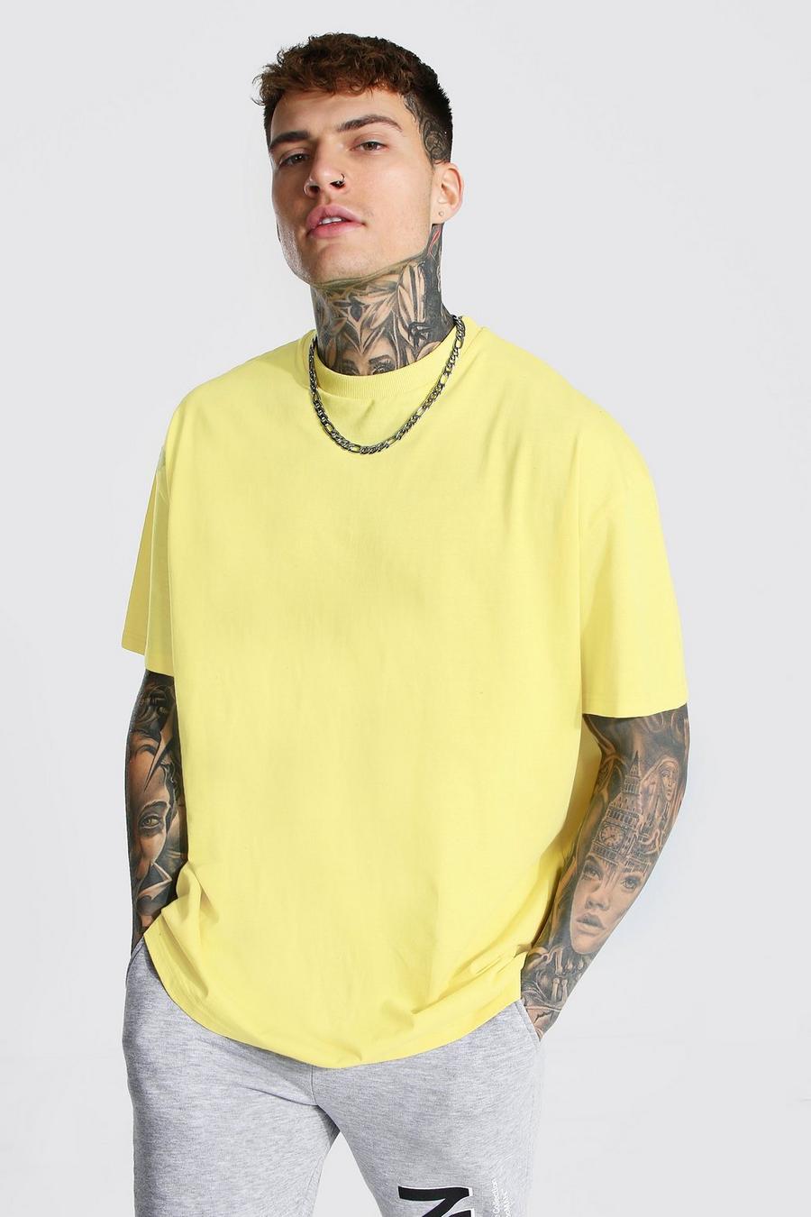 Yellow Oversized Crew Neck T-shirt image number 1