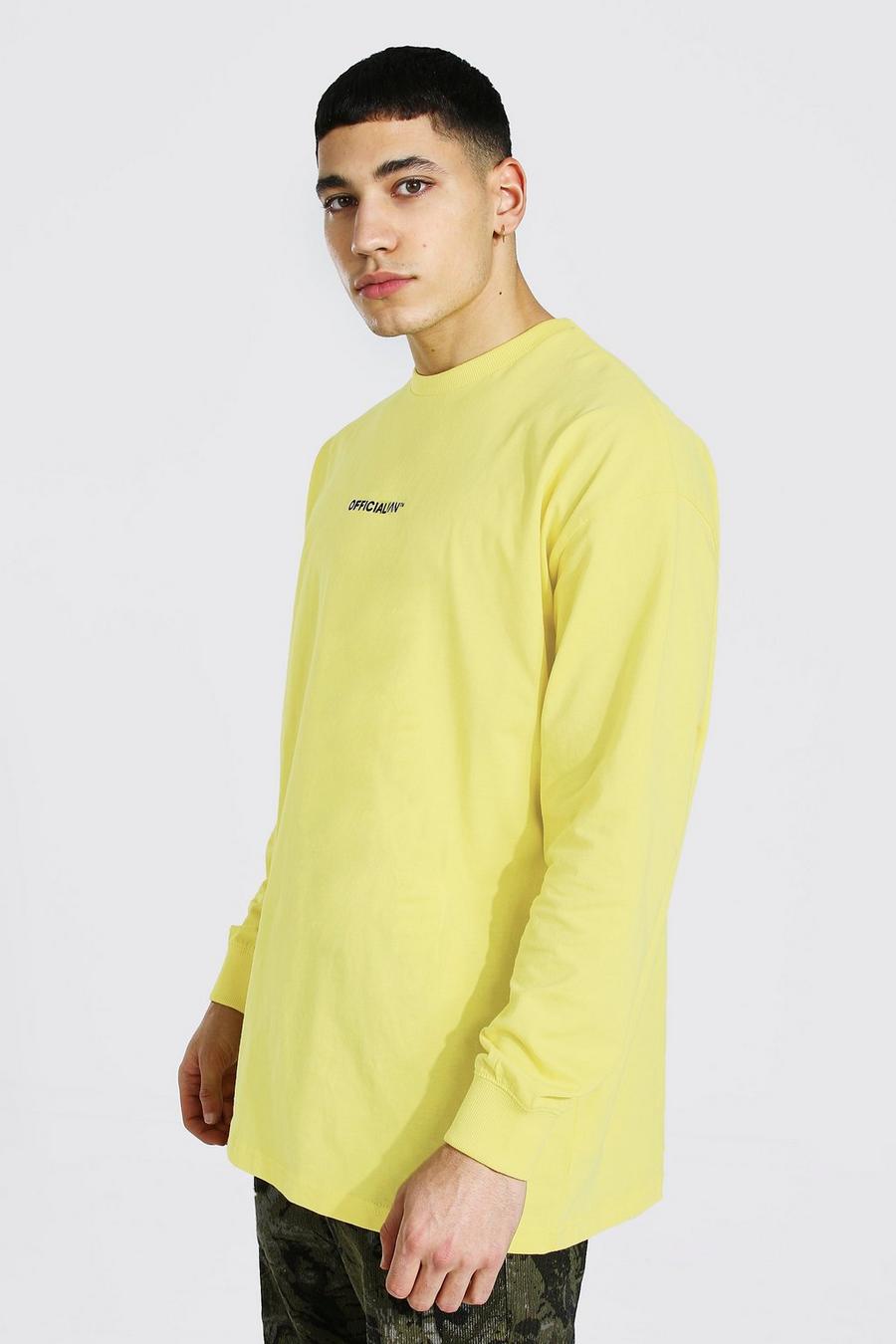 Yellow Official Man Oversized Shirt Met Crewneck En Lange Mouwen image number 1