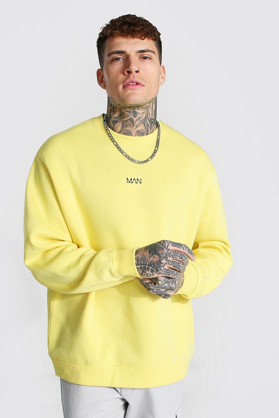 Yellow Original MAN Oversize sweatshirt med rund hals image number 1