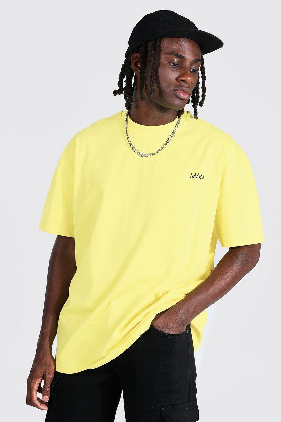 Yellow Oversized Original Man Crew Neck T-shirt image number 1