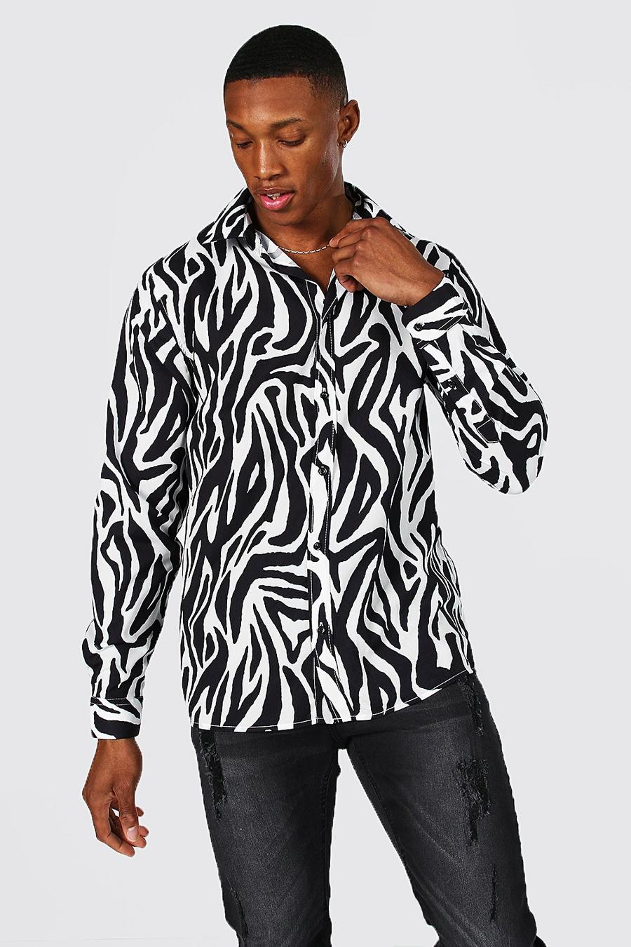Black Långärmad skjorta med zebramönster image number 1