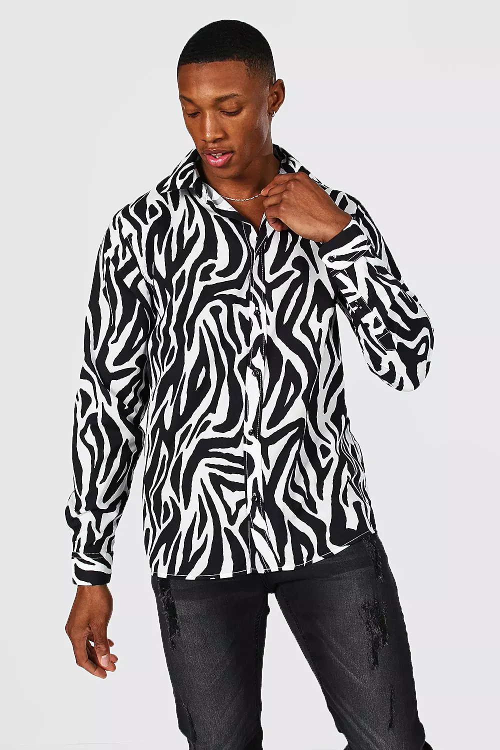 Long Sleeve Zebra Print Shirt