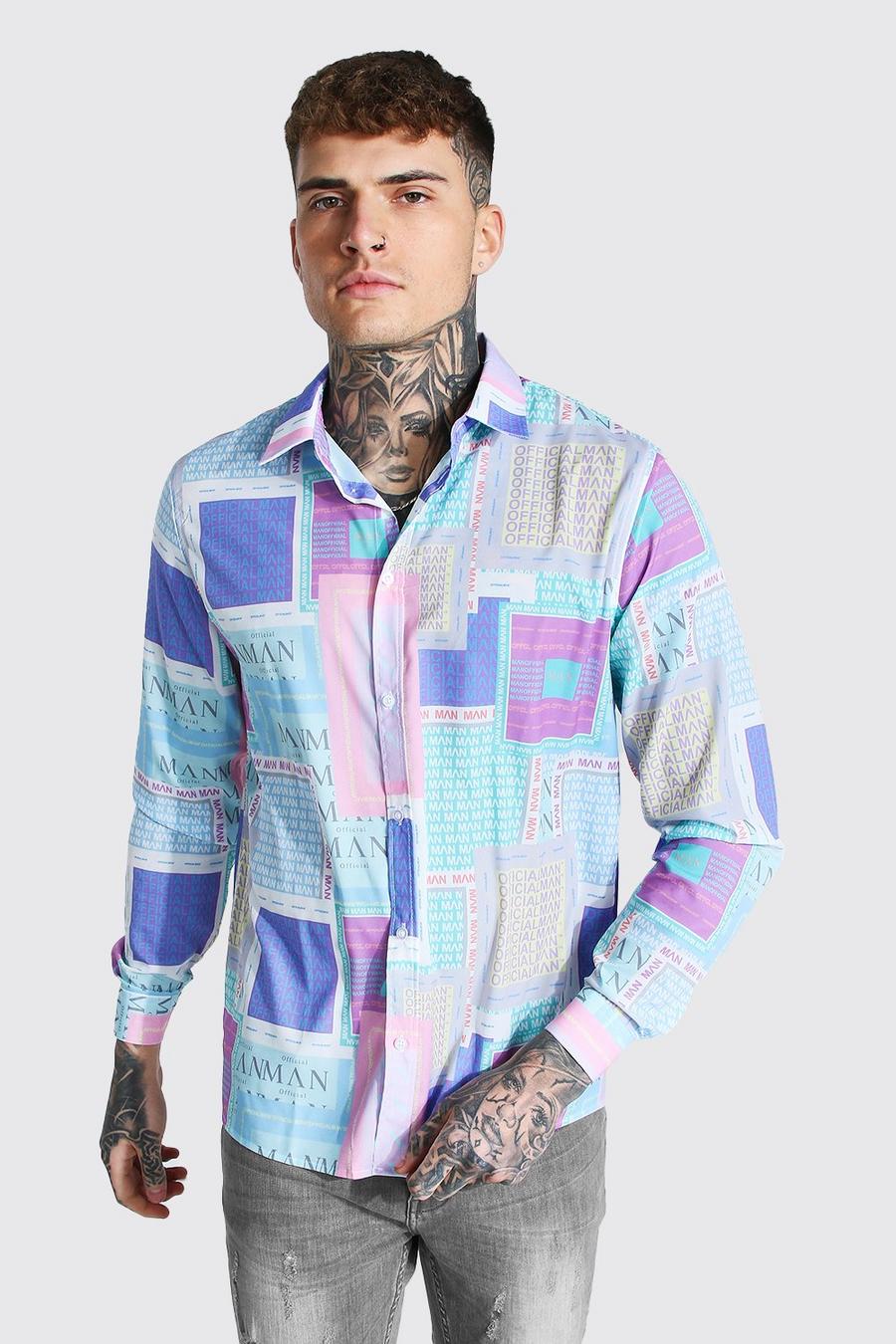 Multi Long Sleeve Pastel Man Print Shirt image number 1