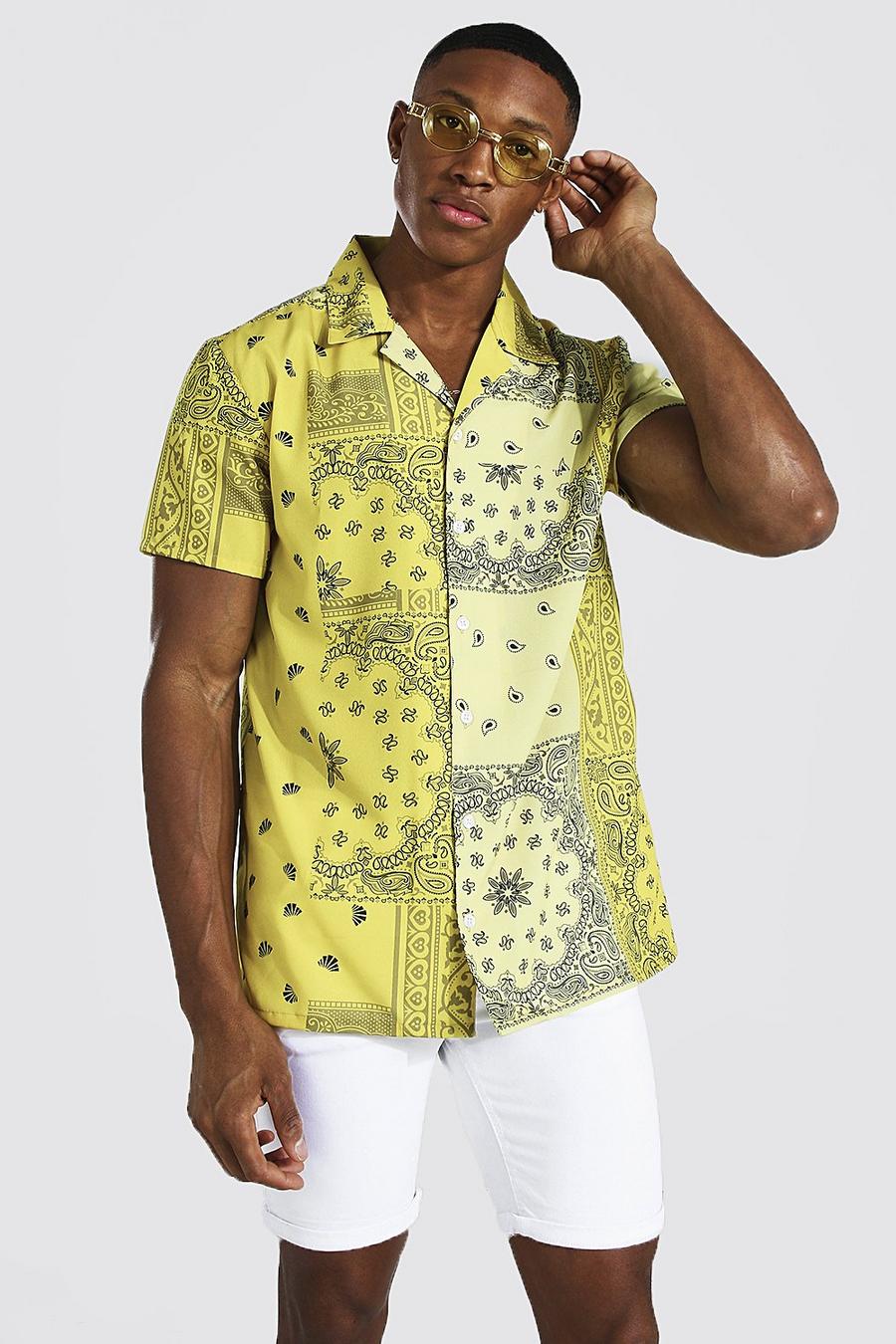 Kurzärmliges Shirt mit Bandana-Print, Gelb image number 1