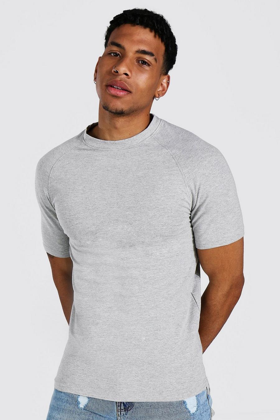 Grey marl Muscle Fit Raglan T-shirt image number 1