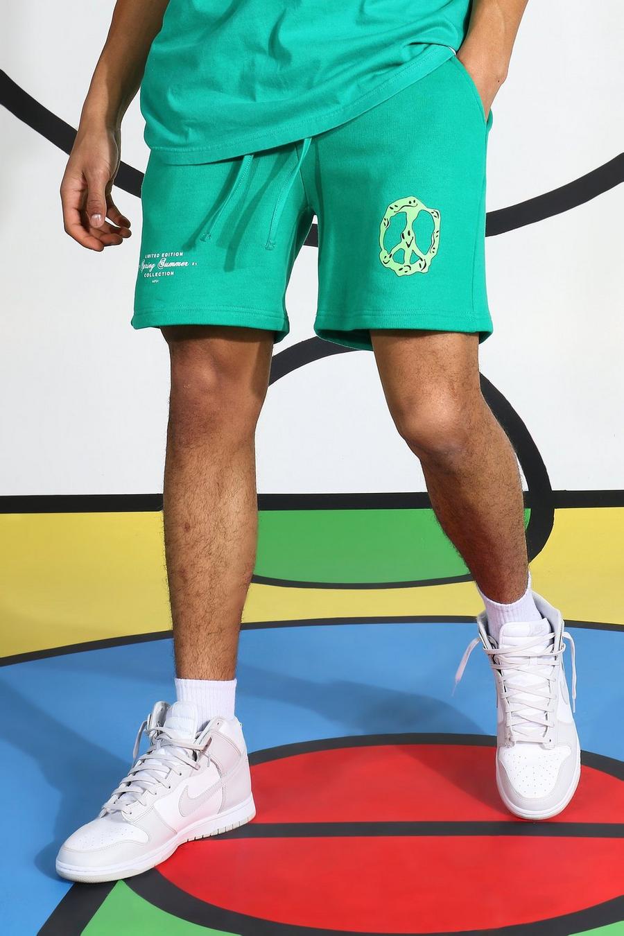 Jersey-Shorts mit Neon-Print , Grün image number 1
