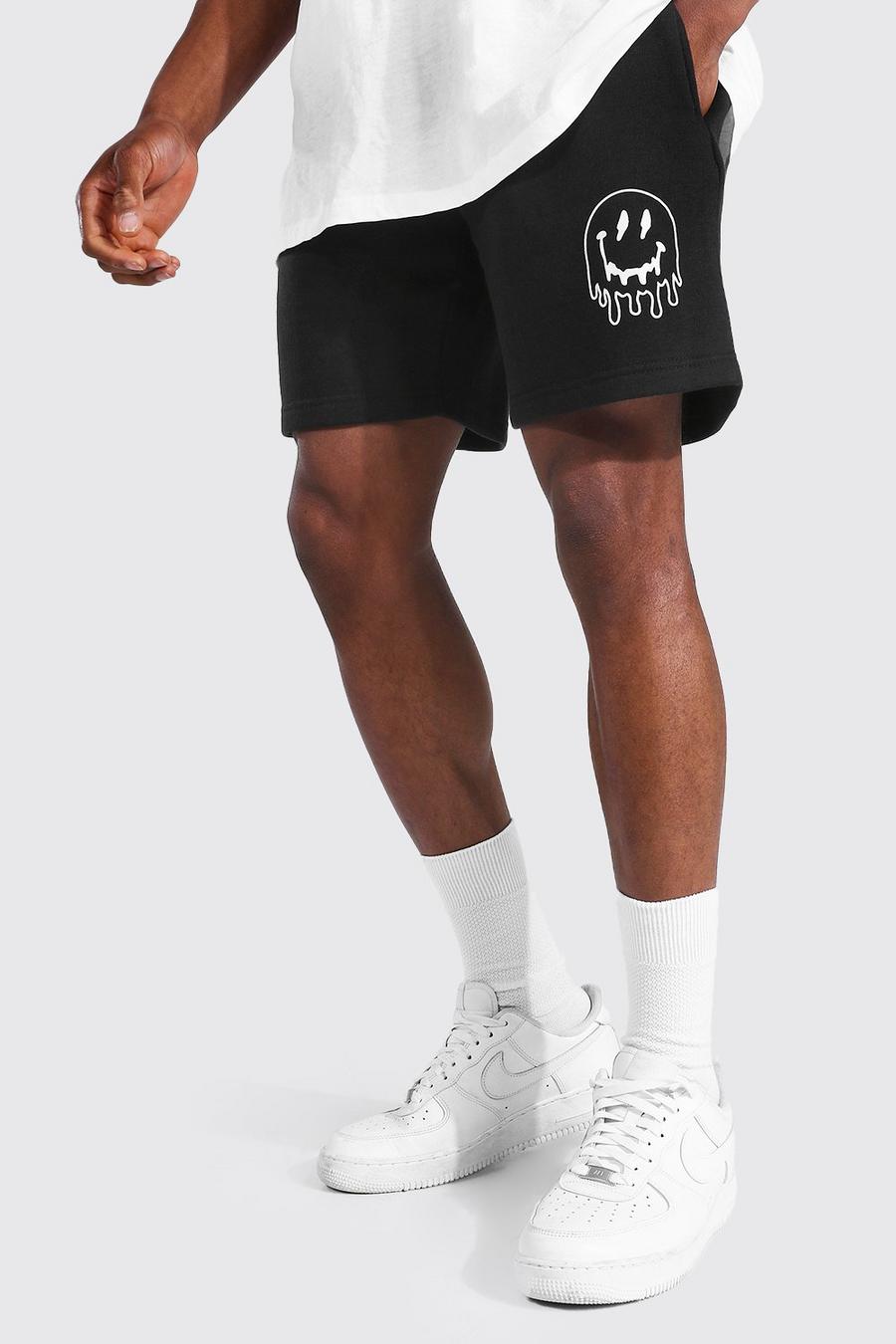 Black Loose Mid Official Printed Jersey Shorts image number 1