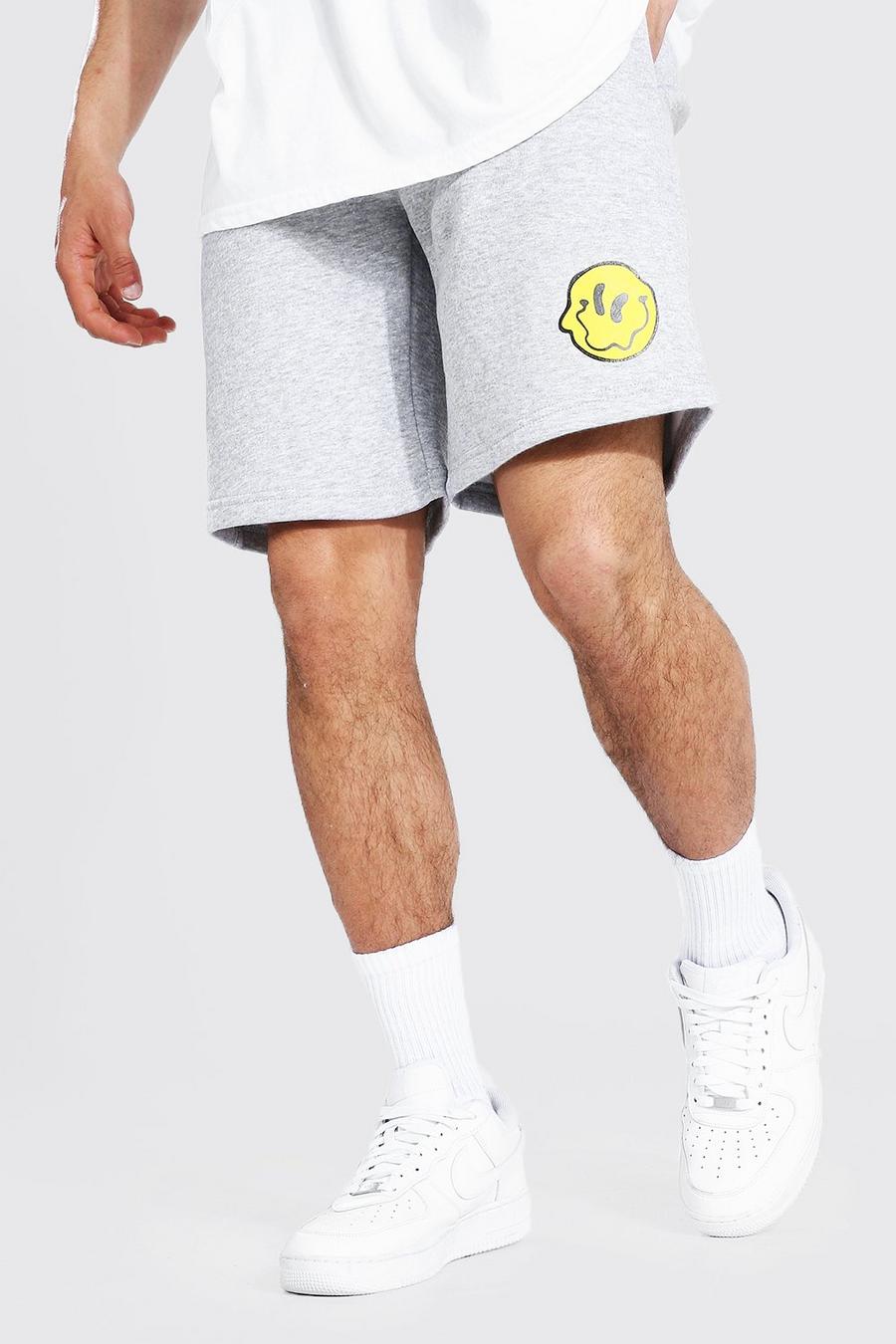 Grey marl Regular Mid Printed Jersey Shorts image number 1