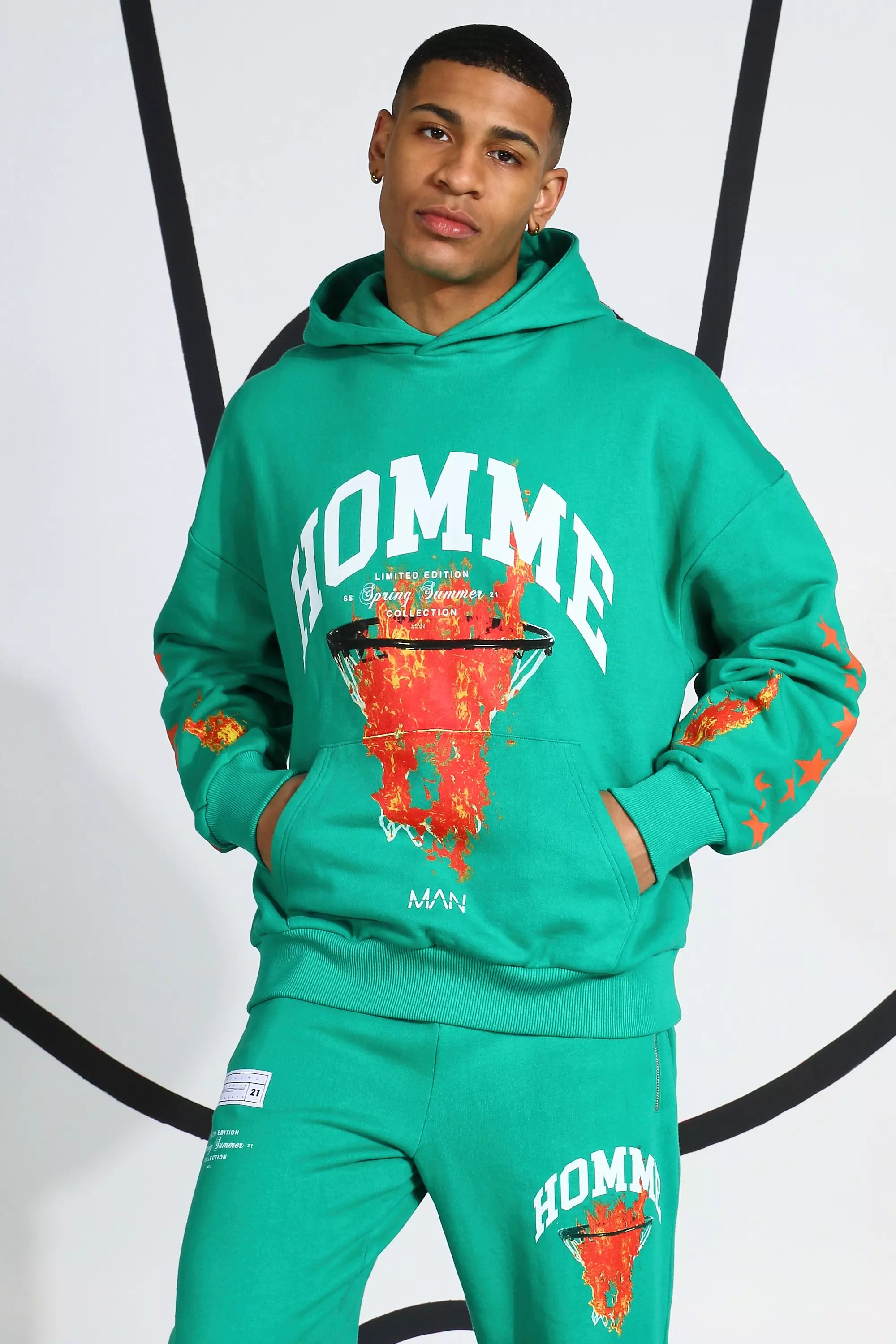 Green on sale flame hoodie