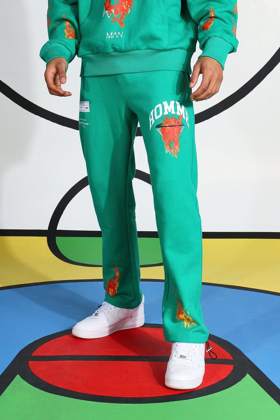 Green Homme Flames Track Pant image number 1