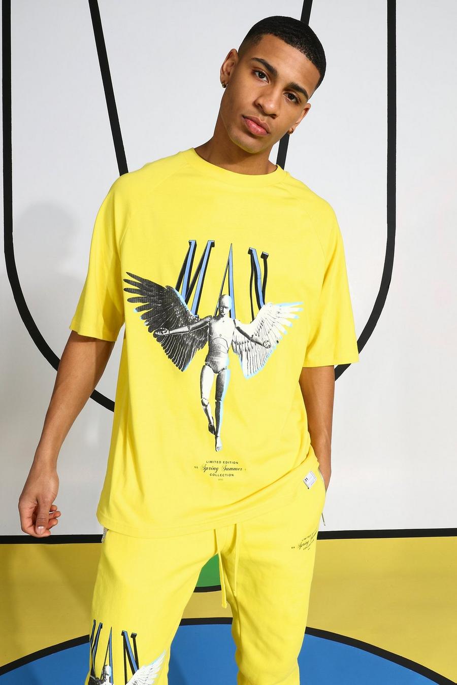 T-Shirt mit Adler-Print, Gelb image number 1