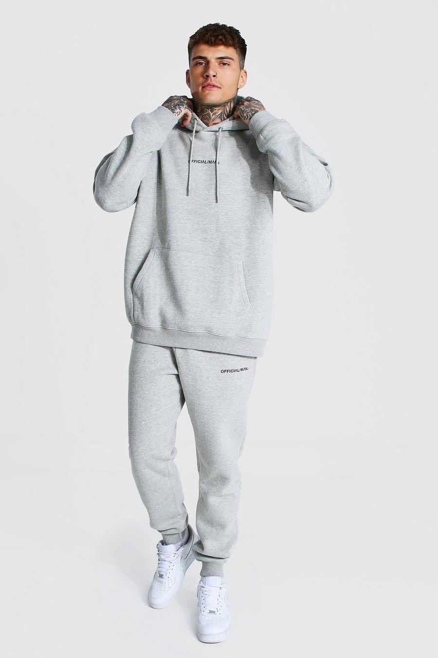 Grey marl Official MAN Träningsoverall med oversize hoodie image number 1