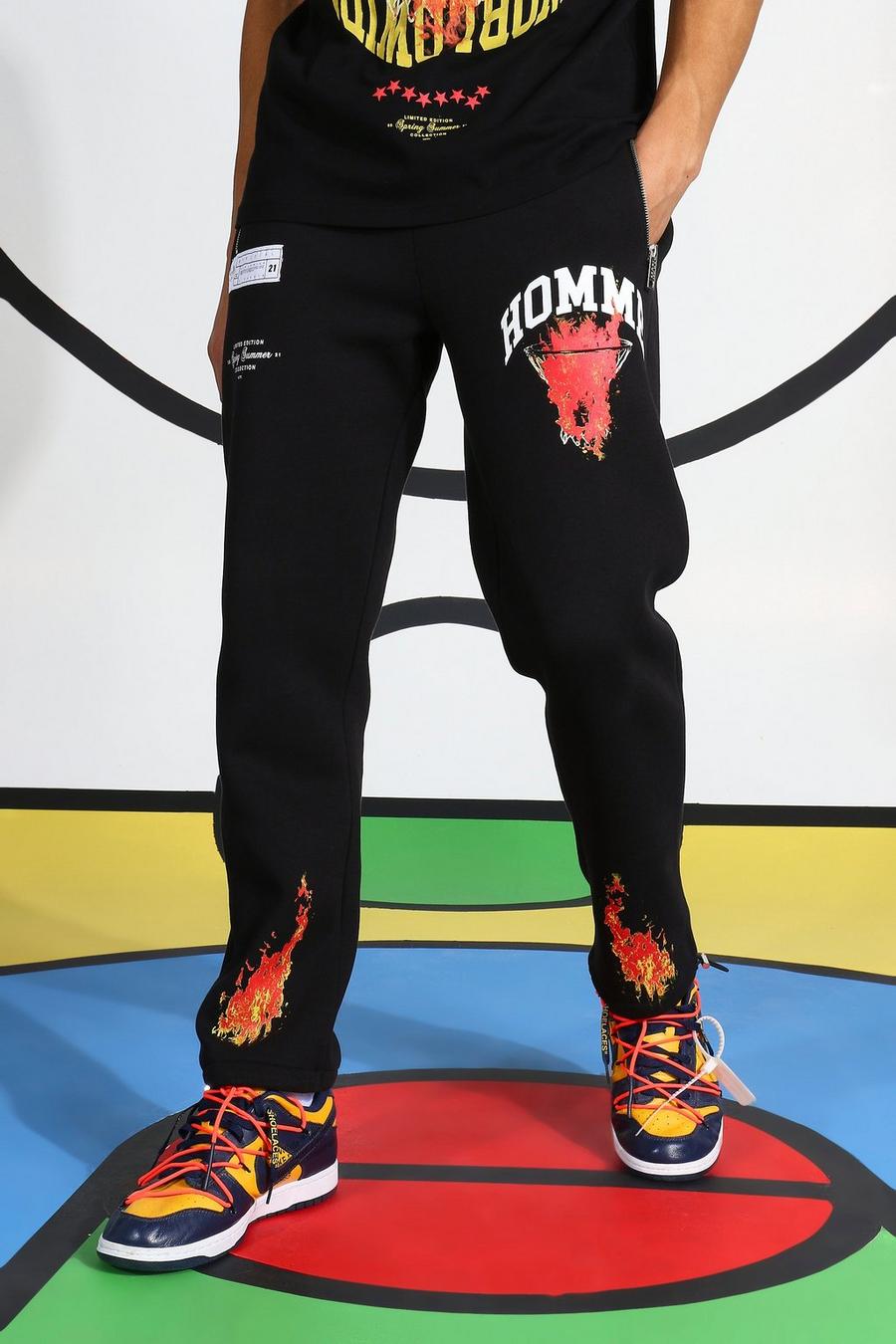 Pantalones de deporte con llamas Homme , Negro image number 1