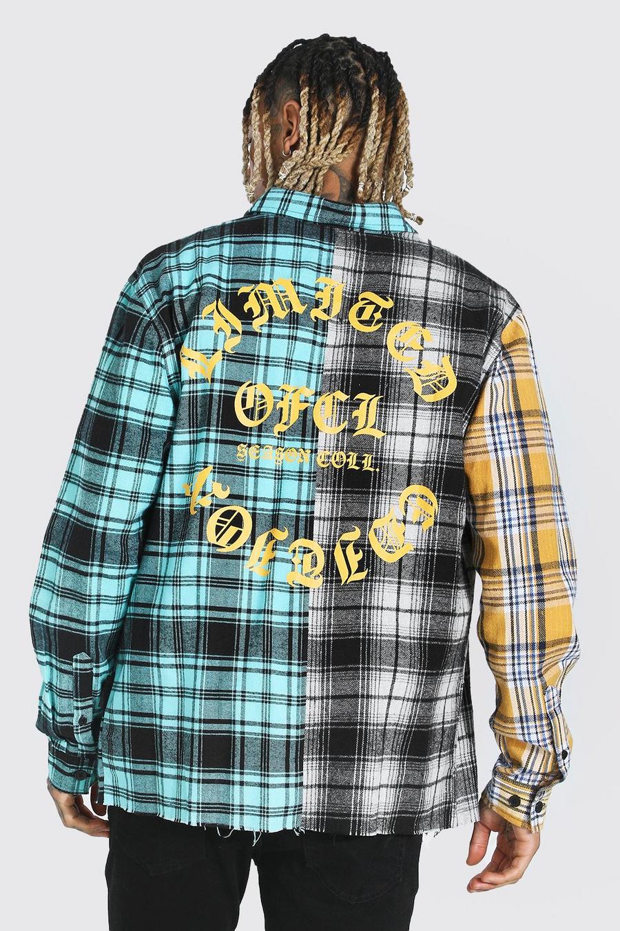 Aqua Official Spliced Check Overshirt image number 1