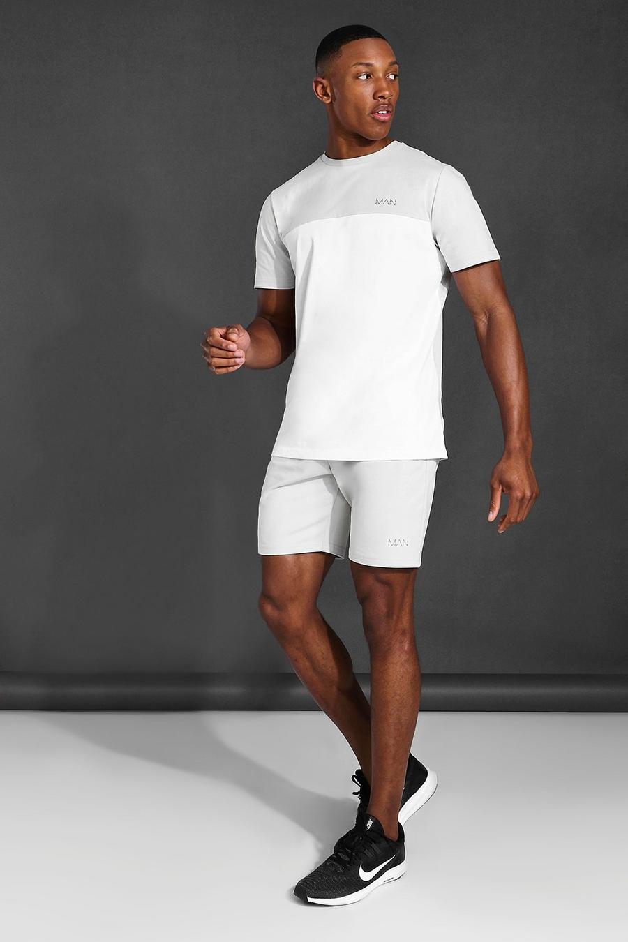 Ecru MAN Active T-shirt och shorts med blockfärger image number 1