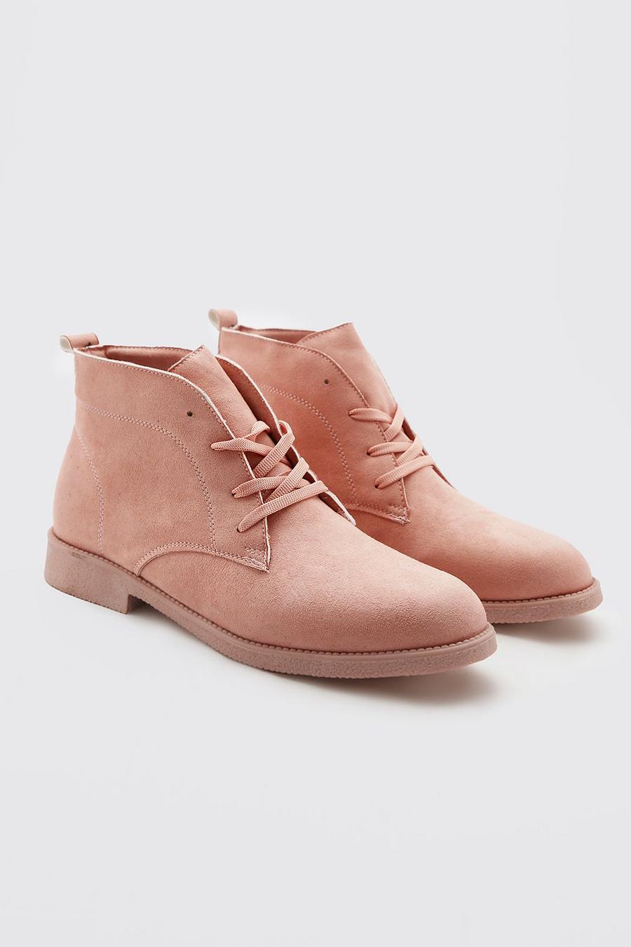 Pink Faux Suede Desert Boots image number 1