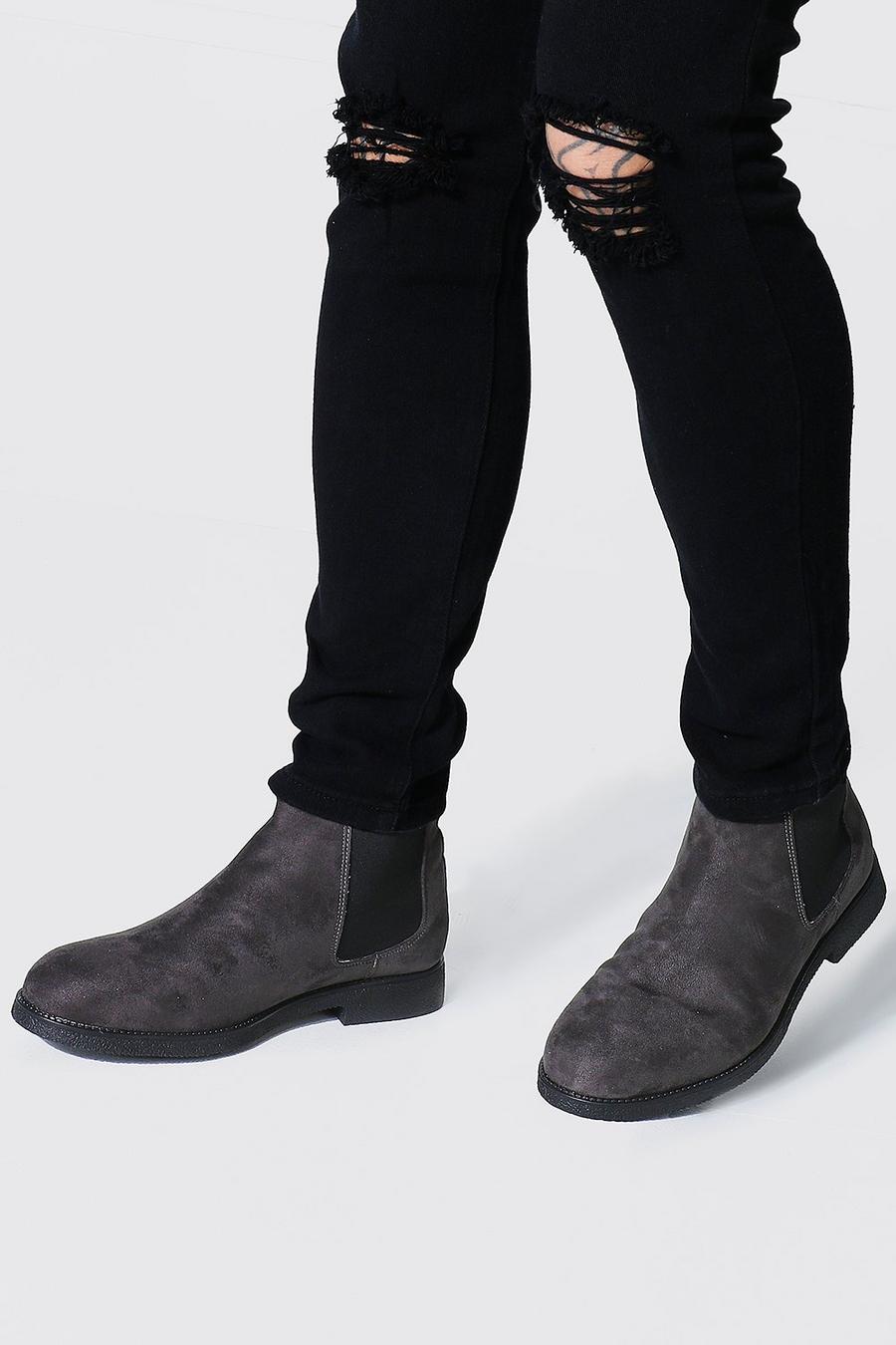 Grey Faux Suede Chelsea Boots image number 1