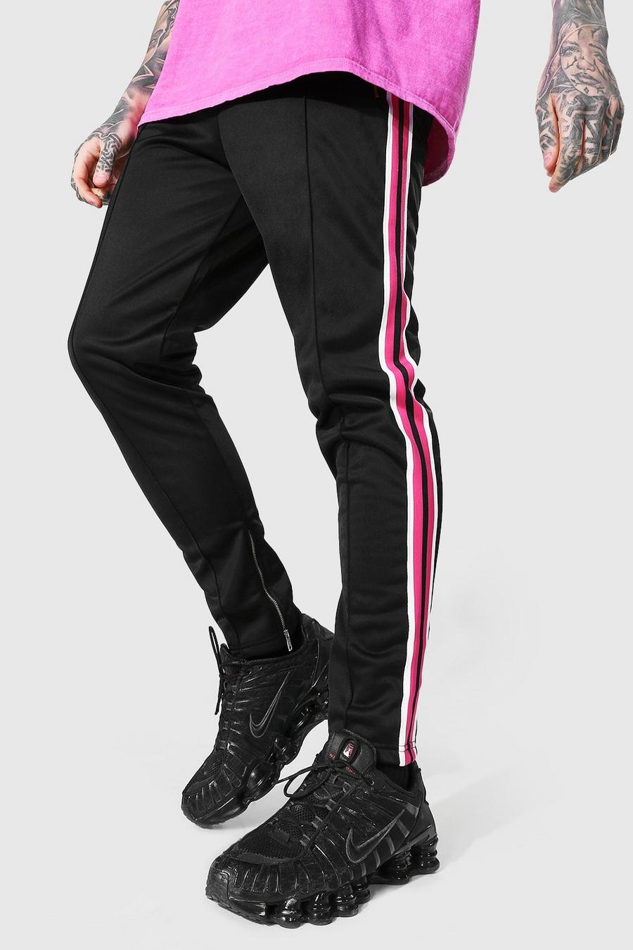 Pink Slim Fit Pintuck Tricot Jogger With Side Tape image number 1