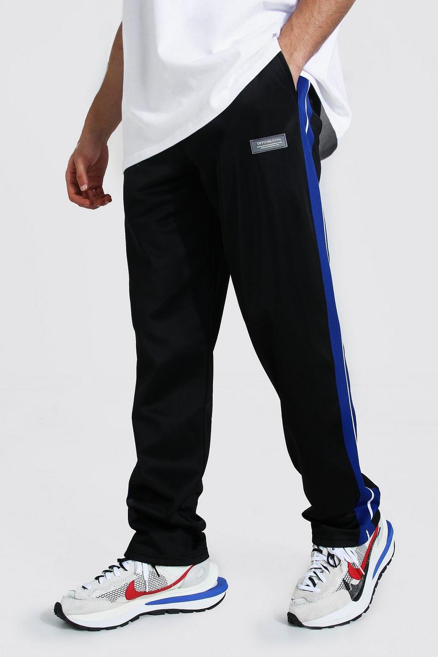 Blue Loose Official Man Tricot Track Pants With Tape image number 1