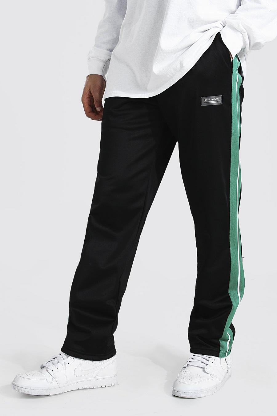 Green Loose Official Man Tricot Joggers With Tape image number 1