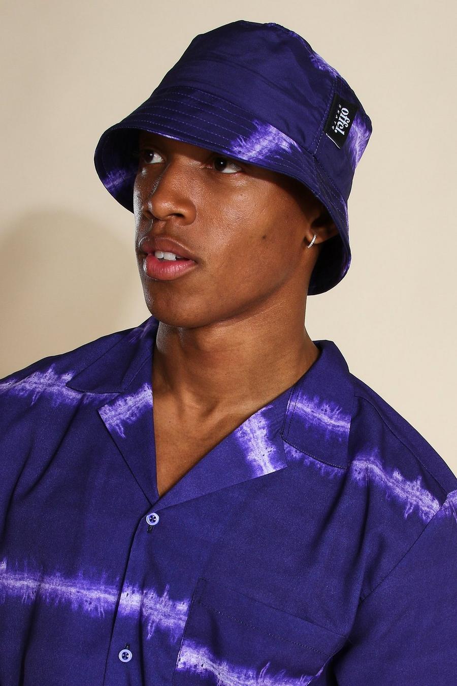 Cappello a falda larga effetto tie dye, Blu oltremare image number 1