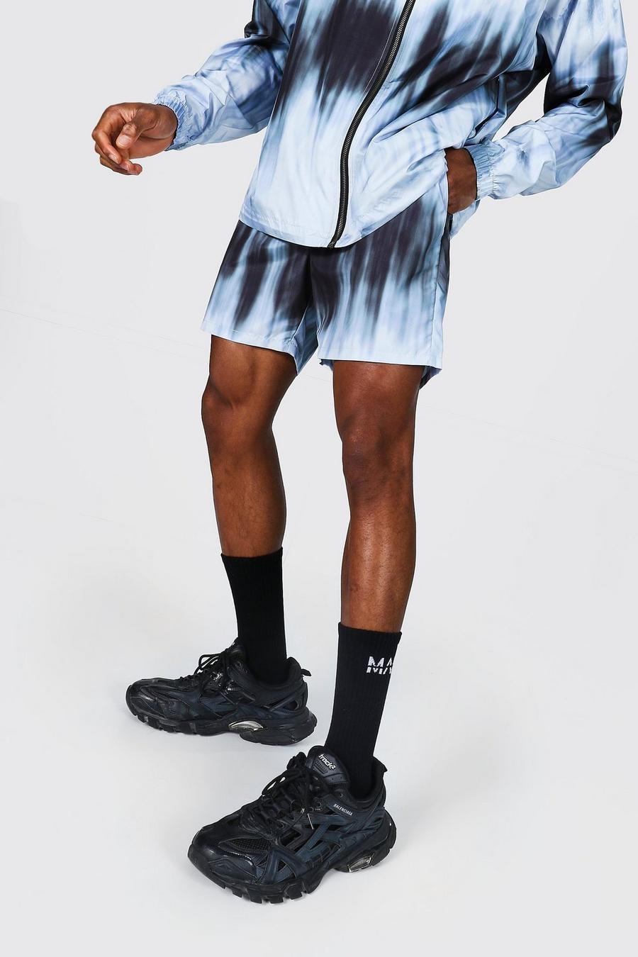 Grey Mid Length Tie Dye Shell Shorts image number 1