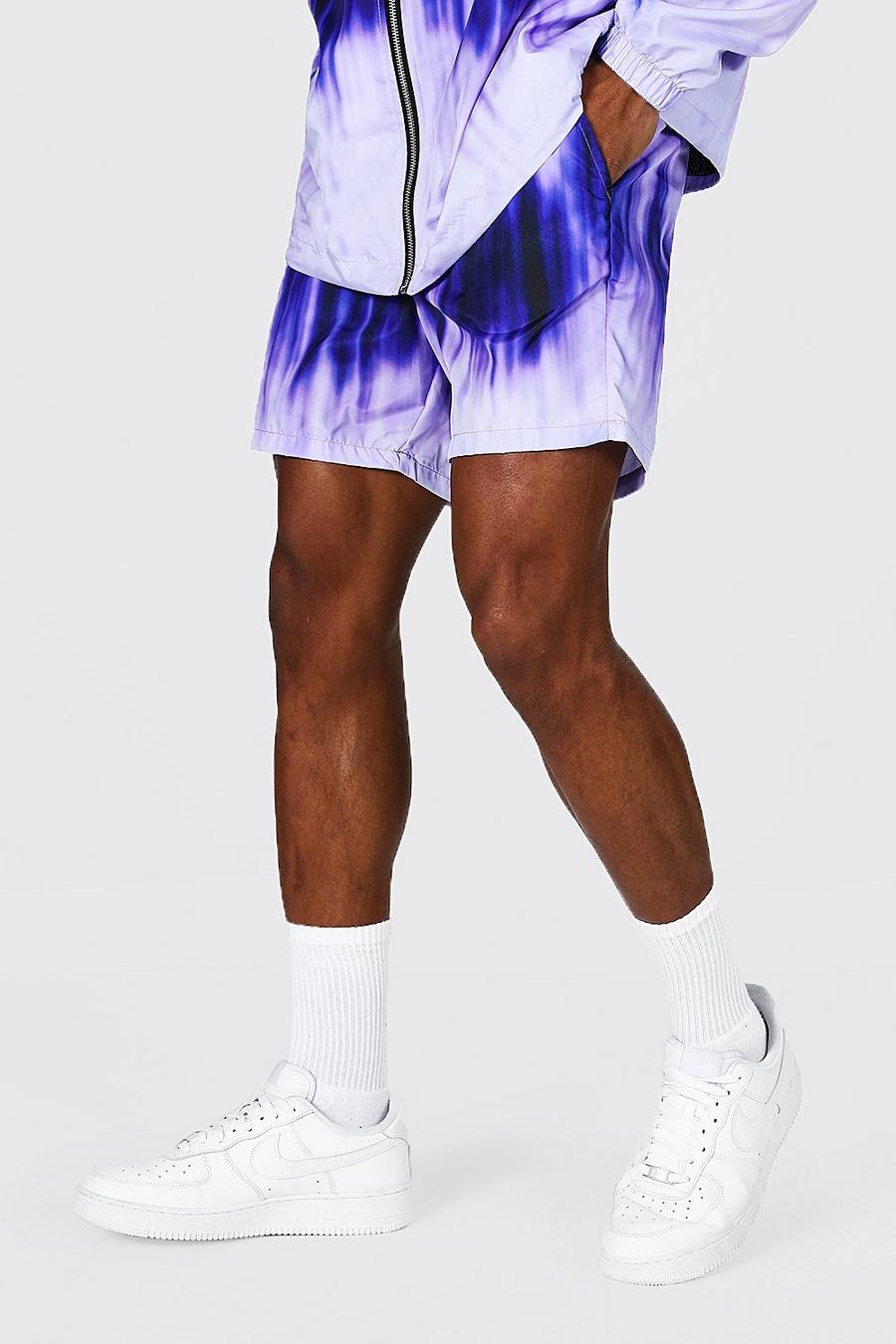 Lilac Mid Length Tie Dye Shell Shorts image number 1