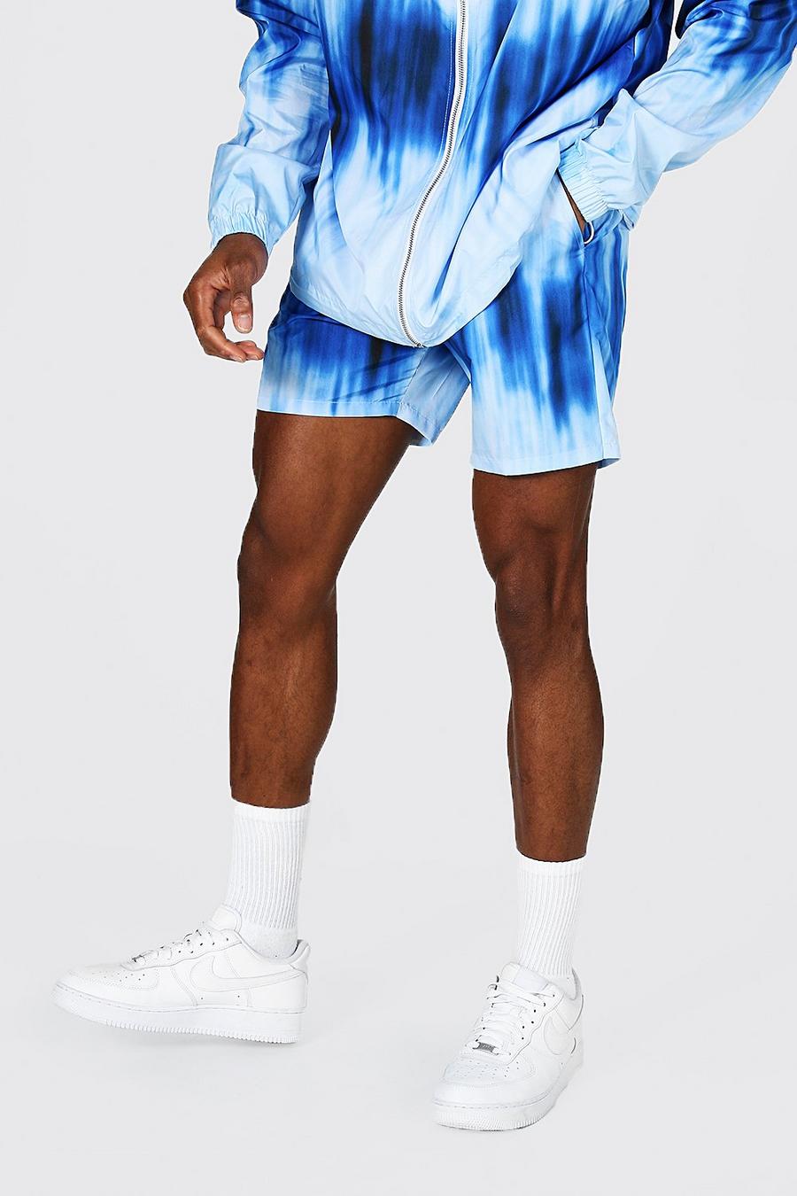 Light blue Mid Length Tie Dye Shell Shorts  image number 1