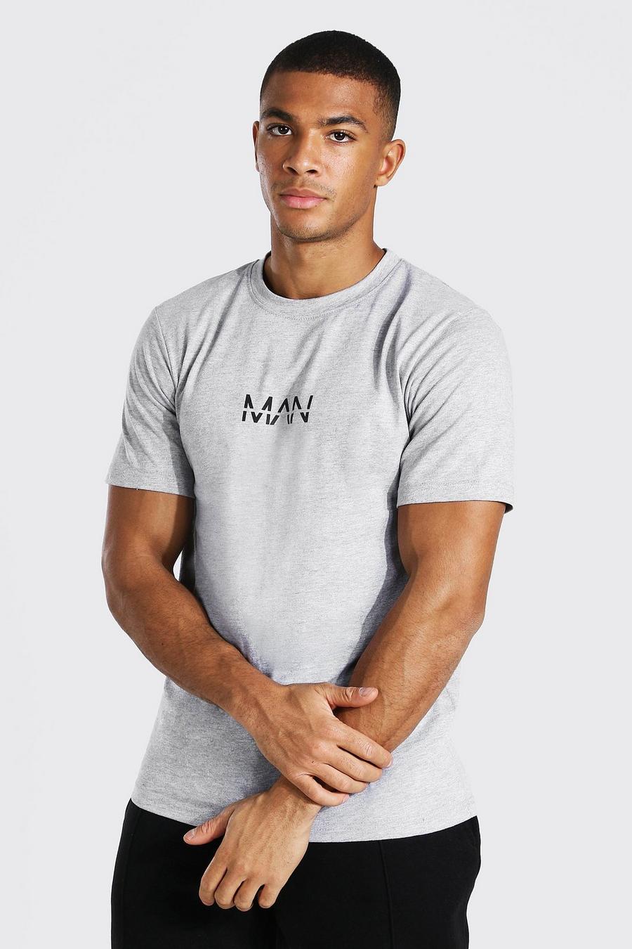 Grey marl Original MAN T-shirt i slim fit med rund hals image number 1