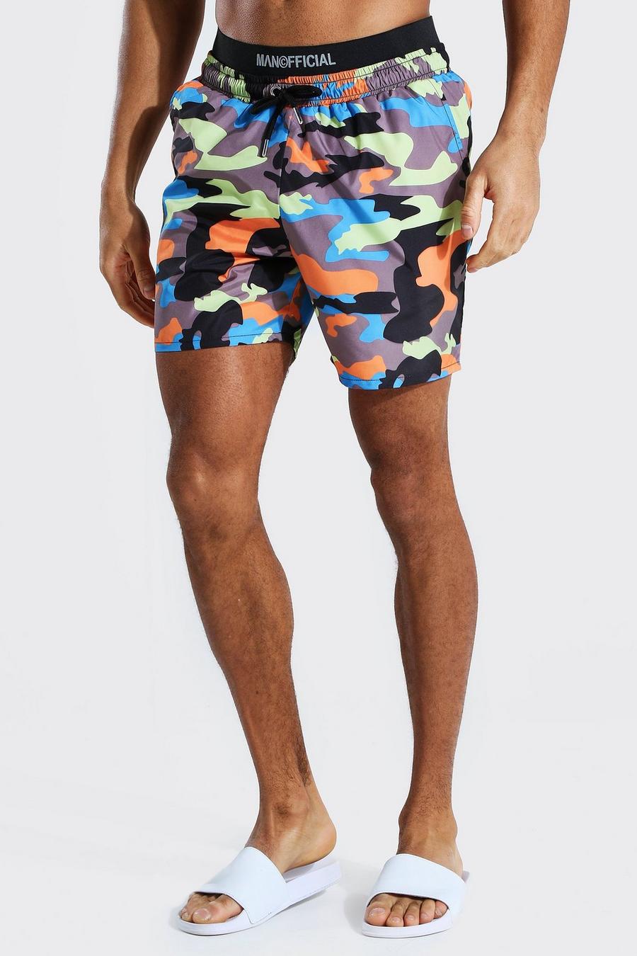 Multi Man Official Waistband Camo Mid Length Swim image number 1