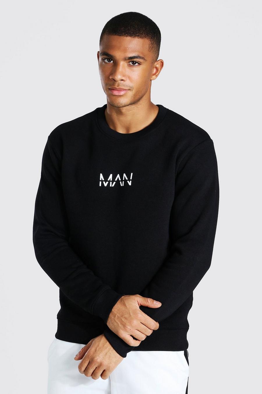 Black Slim Fit Original Man Crew Neck Sweatshirt image number 1