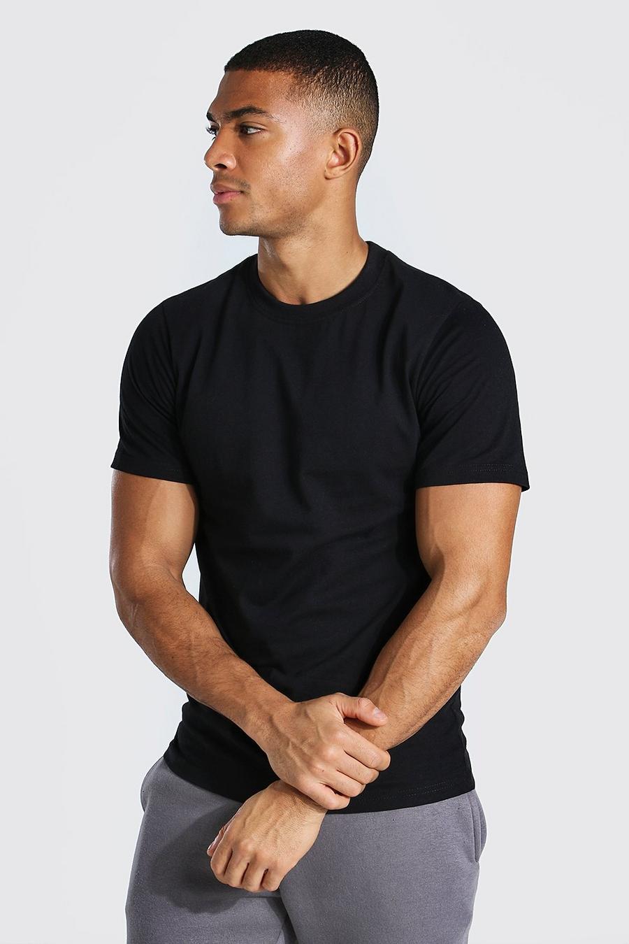 Slim Fit T-Shirt mit Rundhalsausschnitt, Schwarz image number 1