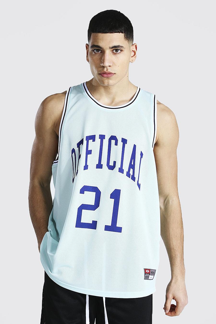 Pale blue Oversized Man Official Mesh Basketball Tank image number 1