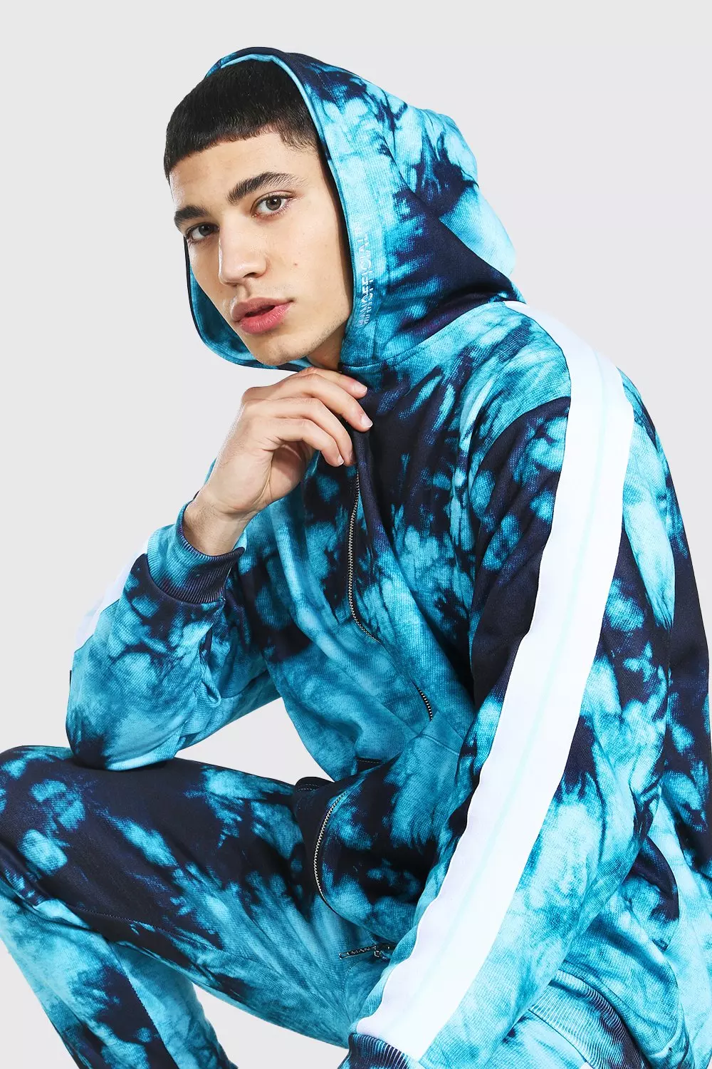 Oversized Man Tie Dye Dual Zip Tape Tracksuit