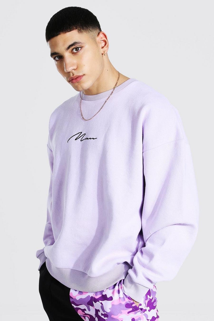 MAN Signature Boxy Fit Sweatshirt, Flieder image number 1