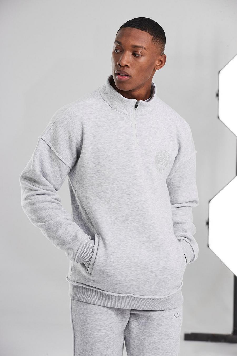 White Man Active Raw 1/4 Zip Funnel Neck Top image number 1
