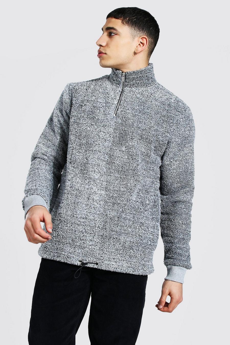 Charcoal Sweatshirt i teddy med hög hals image number 1