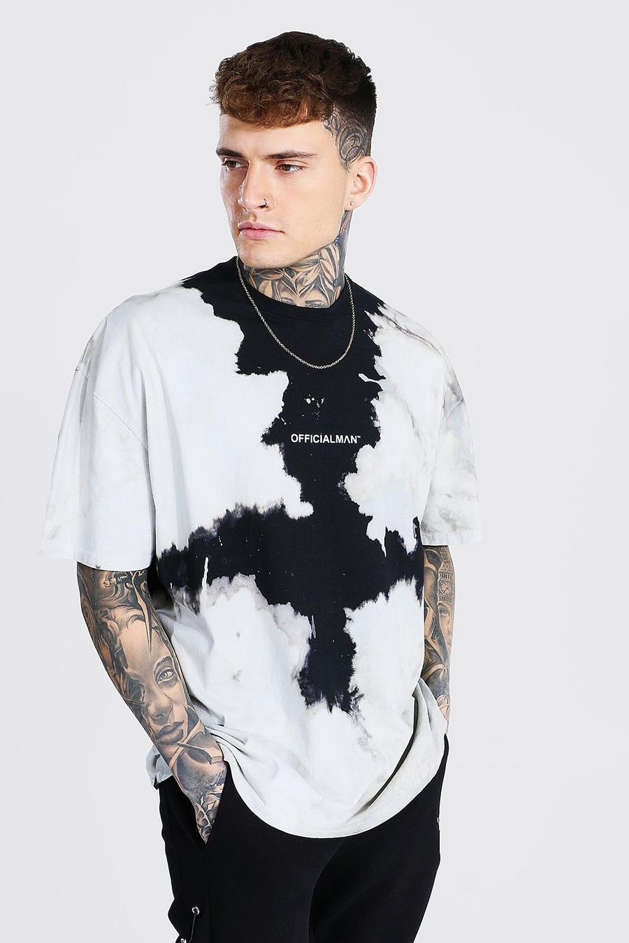 Black Oversized Official Man Bleach Tie Dye T-shirt image number 1