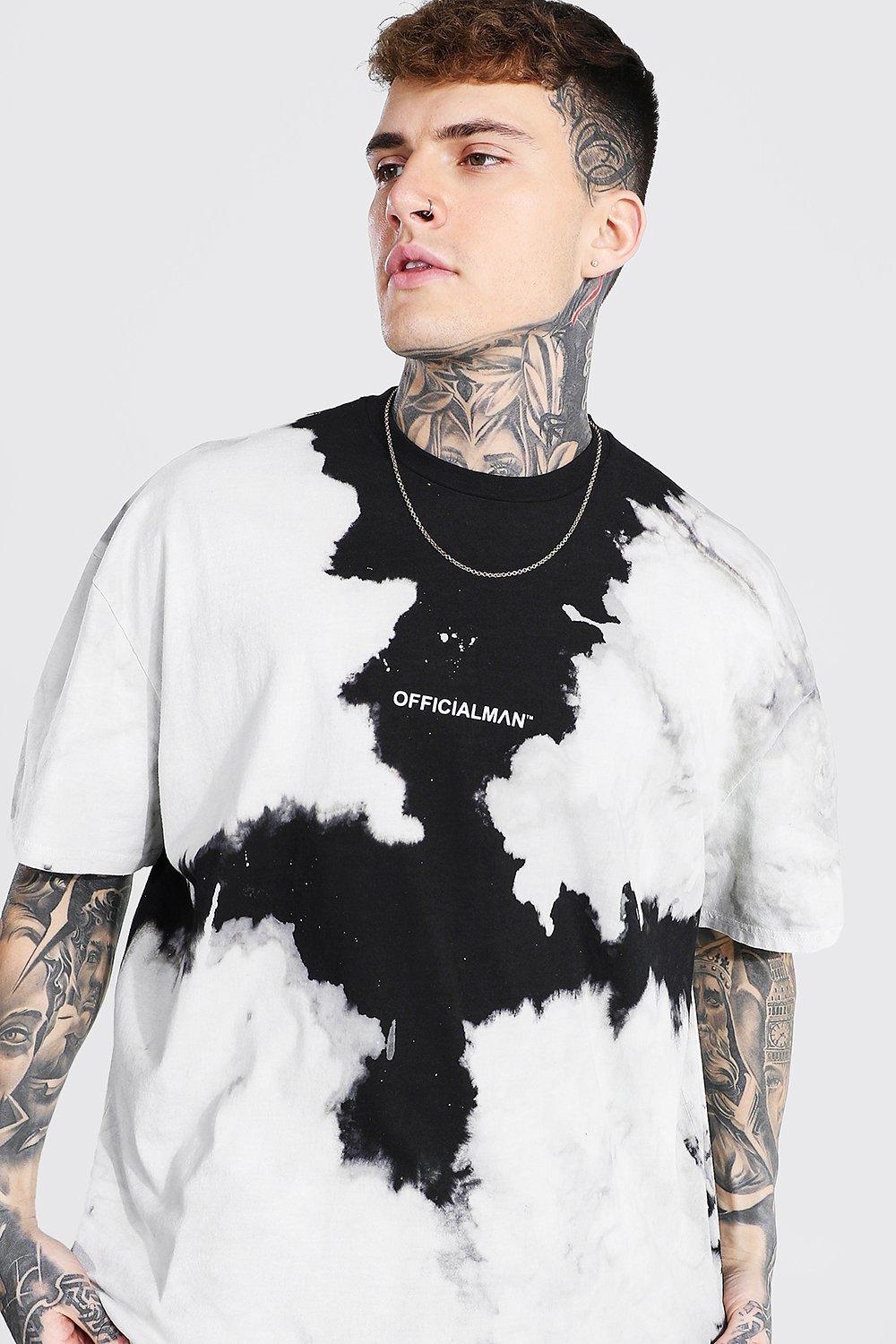 boohoo Men's Oversized Bleach Tie Dye Graphic T-Shirt