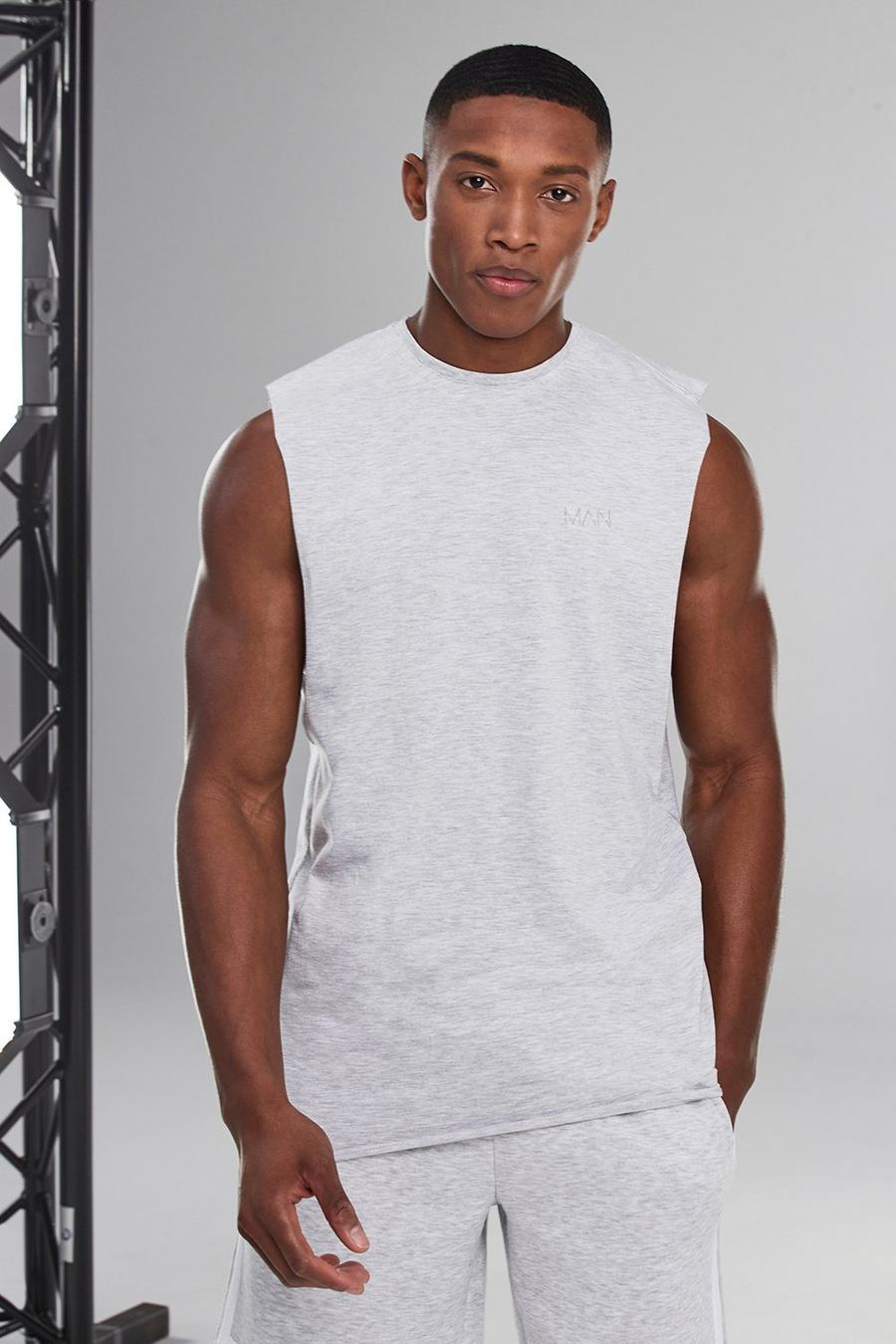 Ärmelloses MAN Active T-Shirt mit unvernähtem Saum, Weiß image number 1
