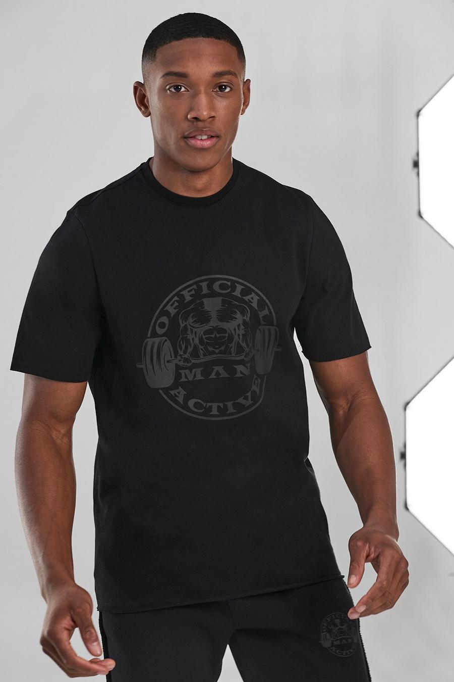 Black Man Active Oversized Onbewerkt T-Shirt Met Logo image number 1