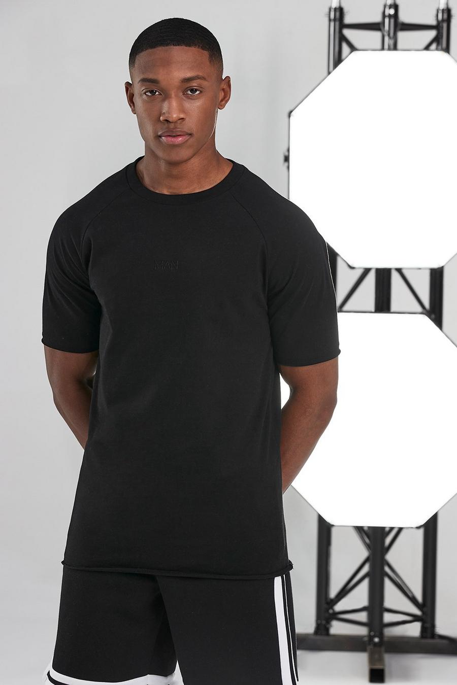 Man Active Gym T-Shirt mit unvernähtem Saum, Schwarz image number 1