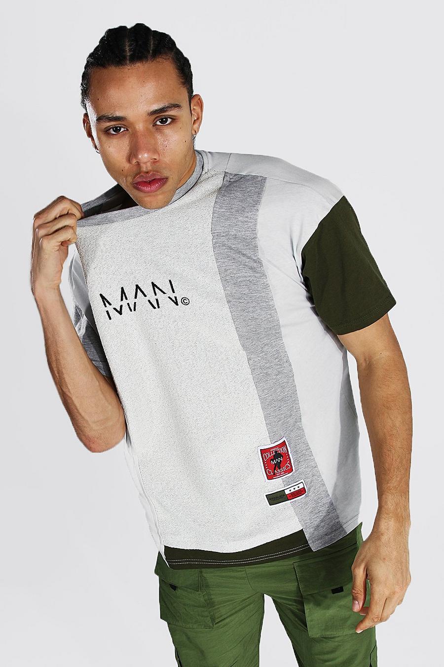 Camiseta Tall oversize MAN con colores en bloque, Gris image number 1