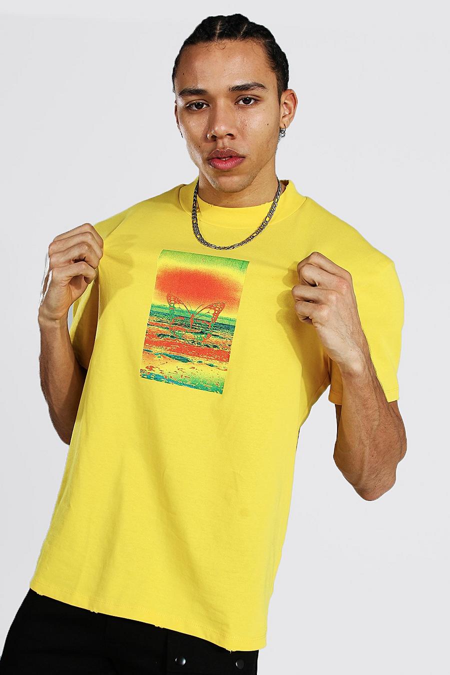 Mustard Tall - Oversize t-shirt med fjärilar bak image number 1