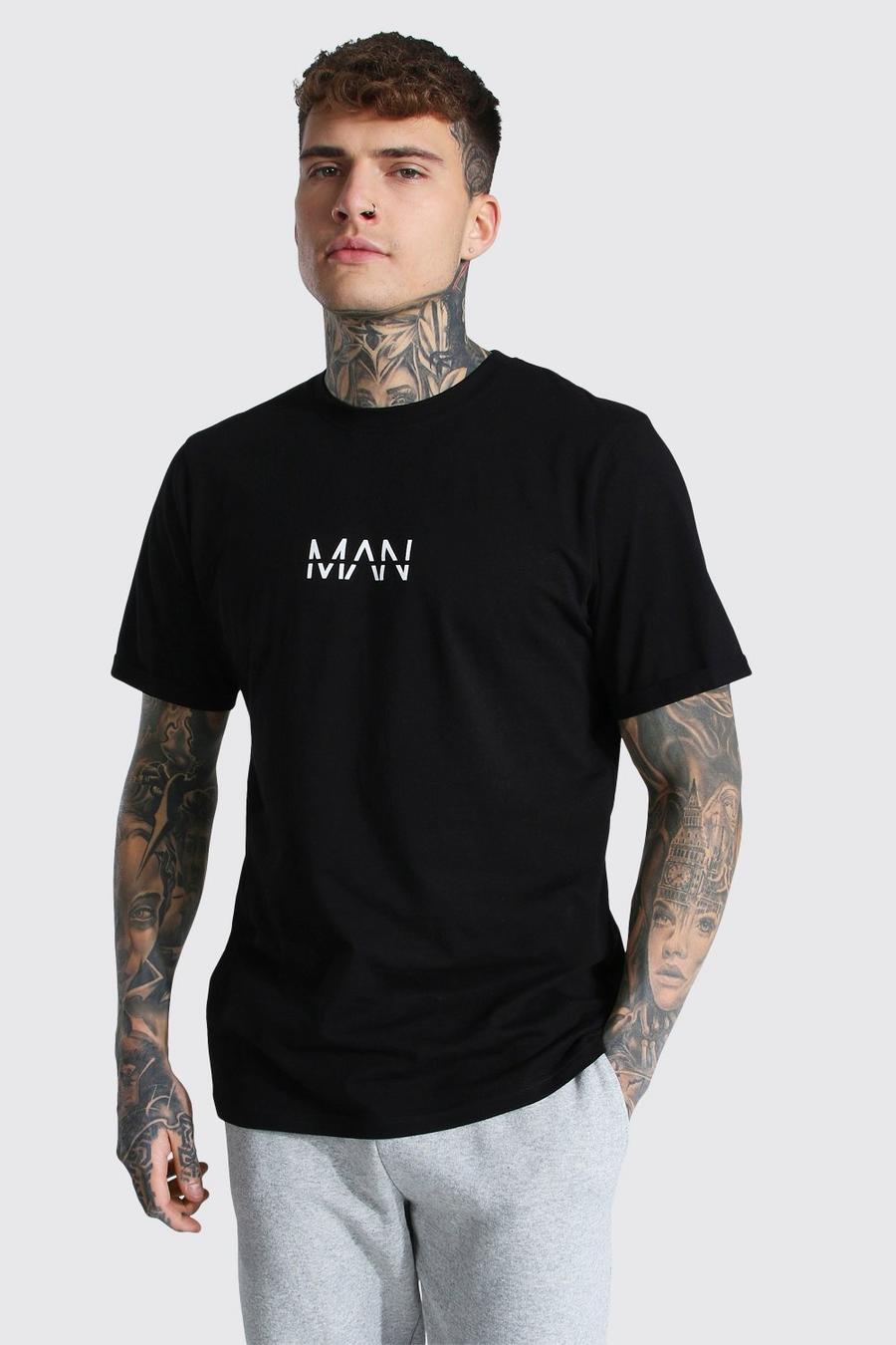 Black Original MAN T-shirt med rund hals och uppvikt ärm image number 1