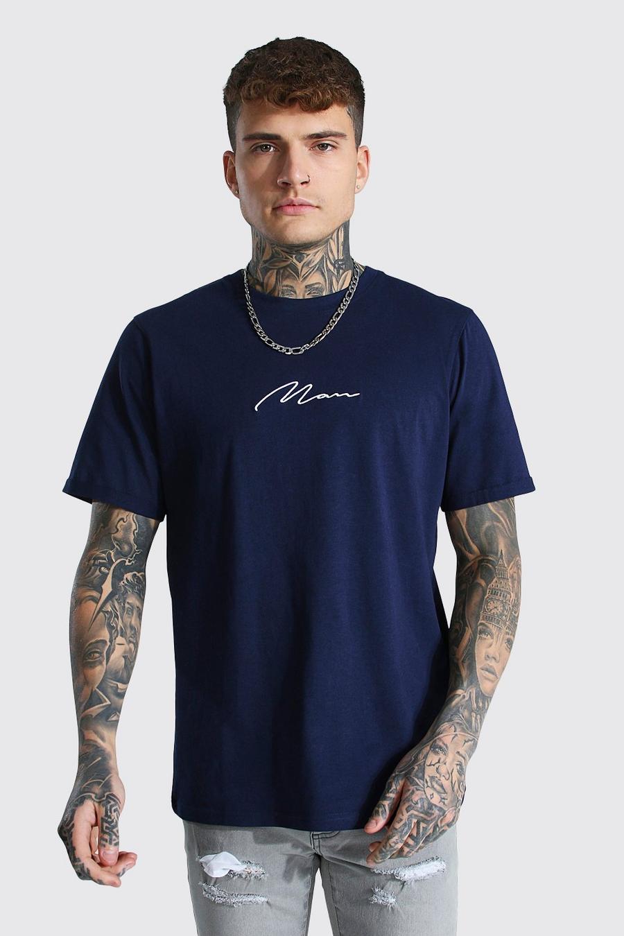 Navy Man Signature Crew Neck Rolled Sleeve T-shirt image number 1